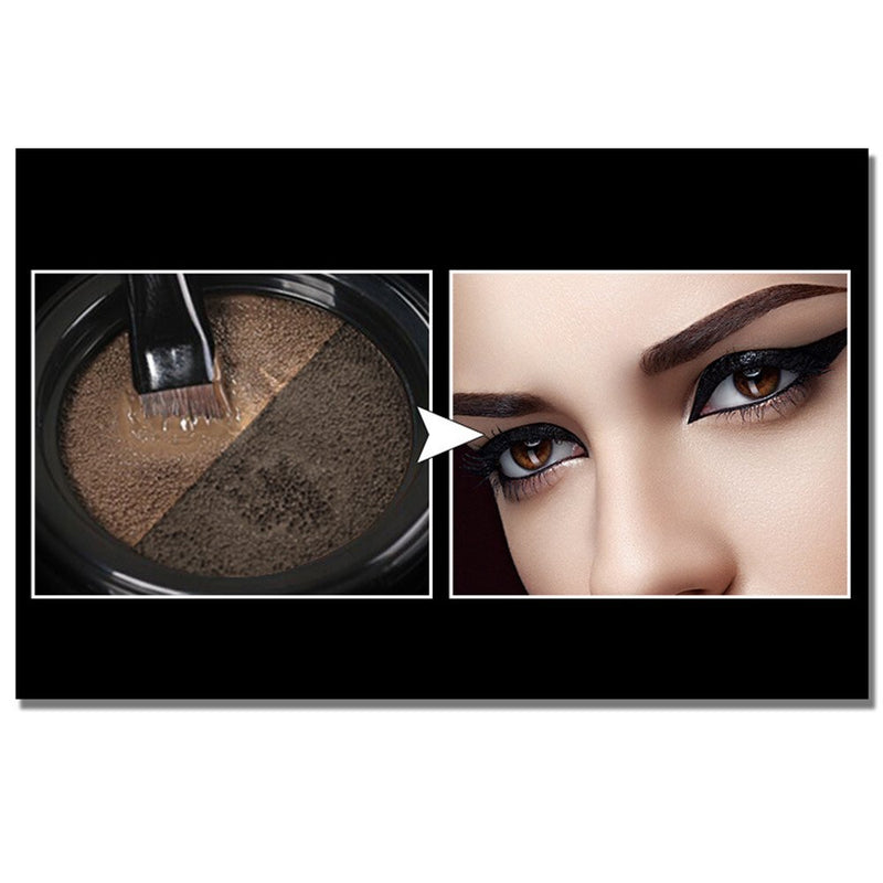 2 Colors Waterproof Air Cushion Eyebrow Cream Powder Eyebrow Makeup Eyebrow powder with duo 2 end eyebrow Brushes (Dark Brow Set) - BeesActive Australia