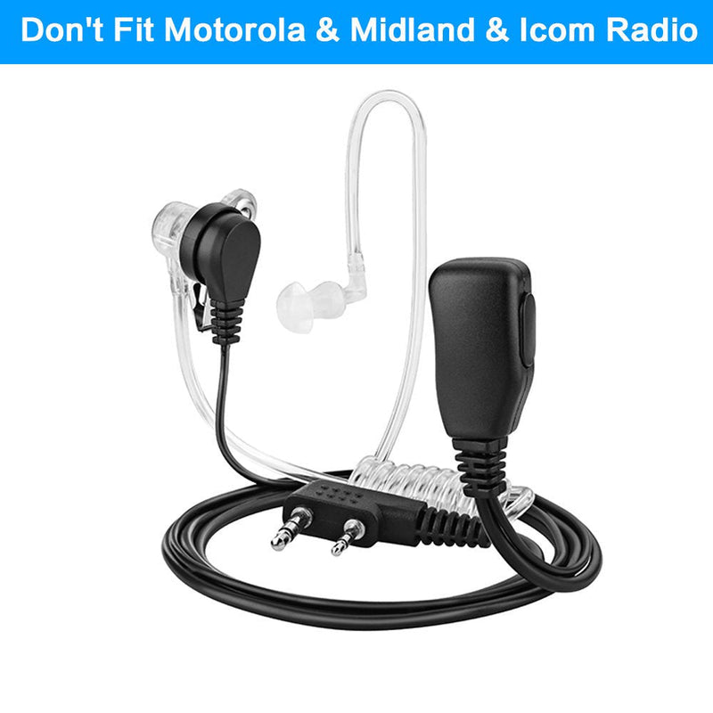TOMSENN 2-Pin Covert Acoustic Tube Walkie Talkie Earpiece – Two Way Radio Earpiece with a PTT Mic - Compatible with Walkie Talkie Headset Brands (Kenwood, Puxing, Wouxun) – Pack of 2 - BeesActive Australia