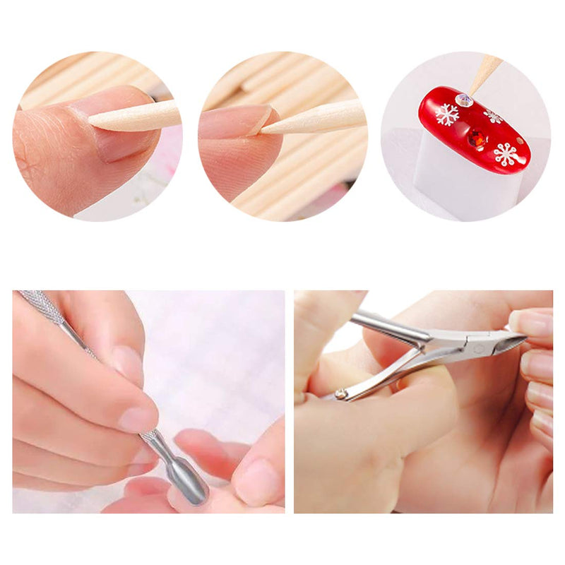 DANIVE Cuticle Trimmer Set - 5PCS Stainless Steel Cuticle Cutter Kit, Include Cuticle Pusher, Nail Clipper & Wood Sticks, Cuticle Removal Tools for Manicure, Pedicure, Nail Art silver - BeesActive Australia