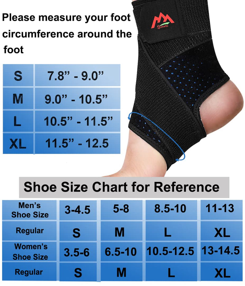 Sinvic Ankle Brace, 2PCS Ankle Braces for Men & Women, Adjustable Compression Ankle Wrap Support for Ankle Protection, Breathable & Comfortable, Ankle Support Brace for Sprains, Sports Injuries and Recovery Medium Classic Black - BeesActive Australia