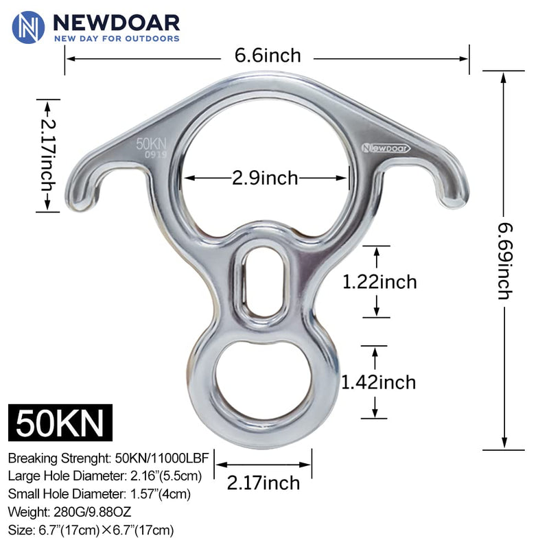 NewDoar 50KN 11000 LBF Rescue Figure,8 Descender Large Bent-Ear Belaying and Rappelling Gear Belay Device for Rock Climbing, Aerial Dance,Ziplining and Peak Rescue 7075 Aluminum Alloy white - BeesActive Australia
