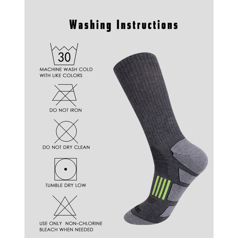 [AUSTRALIA] - JOYNÉE Mens 6 Pack Athletic Cushion Crew Socks Performance Running Socks Grey(6 Pairs) 