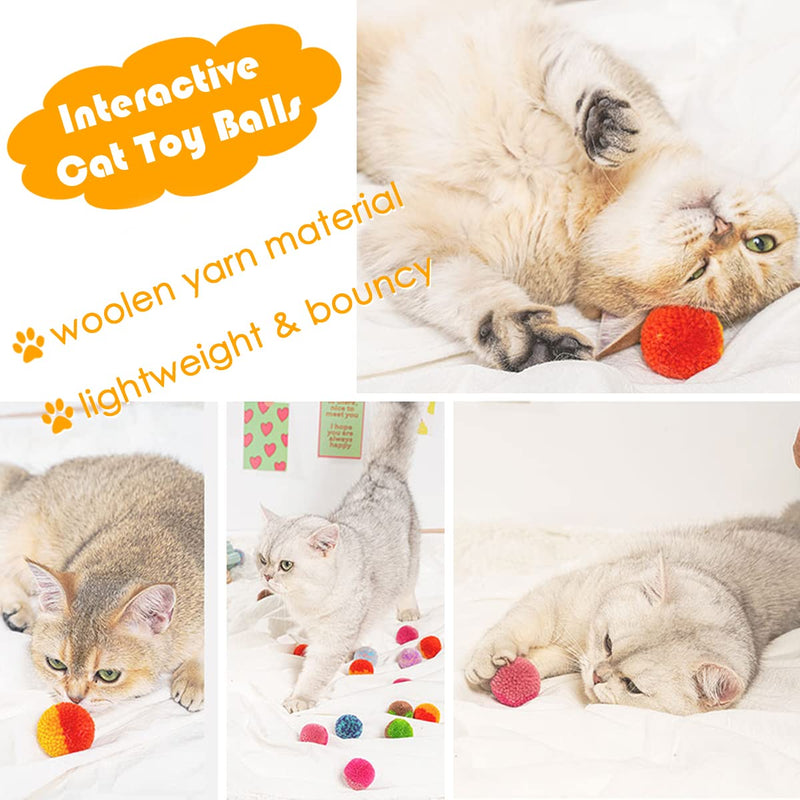 Cat Toys Springs Balls Set 12 Pack - 6 PCS Cat Toy Balls Woolen Yarn Balls - 6 PCS Cat Spring Tube Toys Interactive Cat Chew Toy for Cat Kitten (Random Color) - BeesActive Australia