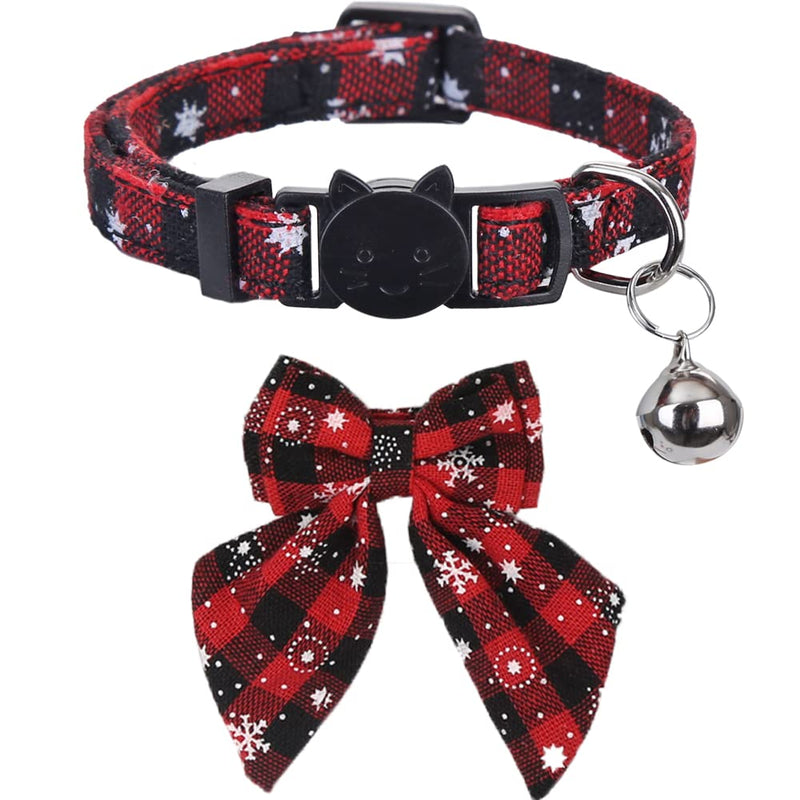 Lamphyface Christmas Cat Collar Breakaway with Cute Removable Bow Tie Flower and Bell for Kitty Adjustable Safety Plaid - BeesActive Australia