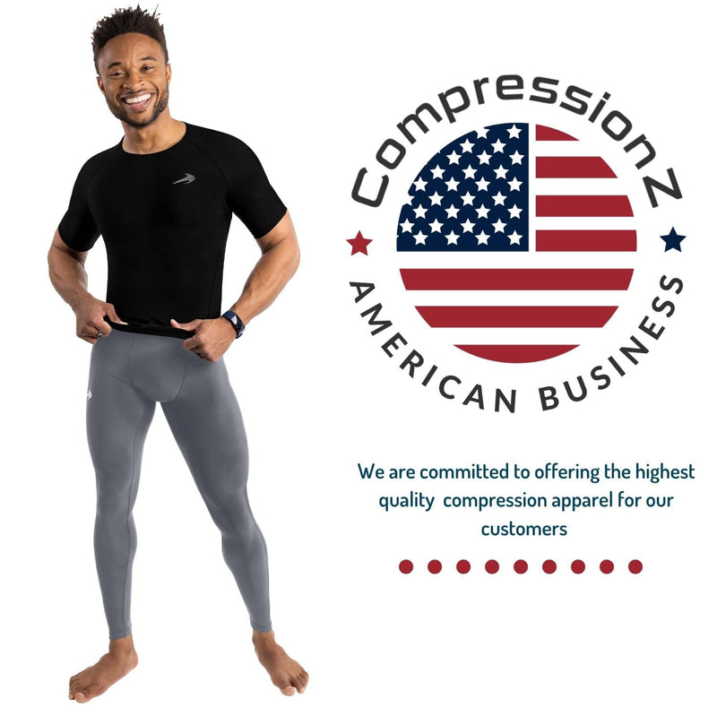 CompressionZ Compression Pants Men Running Tights Mens Leggings for Sports Gray Medium - BeesActive Australia