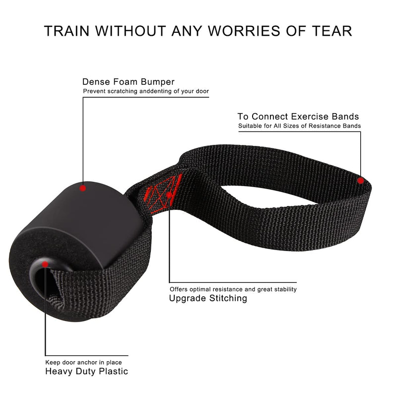Slim Panda Heavy Duty Door Anchor for Resistance Bands - Door Strap Attachment Perfect for Workout Bands, Pull Up Bands, Strength Training Ergonomic Anti-Slip Heavy Gauge Welded Rings Strong Nylon Webbing 1 Pack - BeesActive Australia