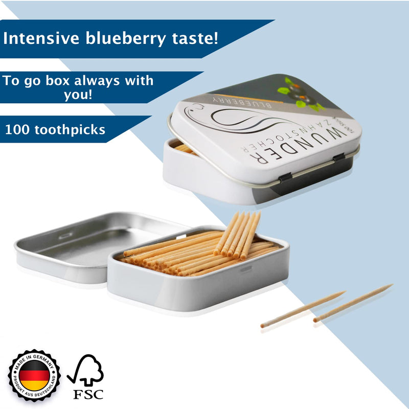 Wonder Toothpicks - Flavoured Toothpicks - Gum Substitute - Combat Bad Breath - Stop Nail Biting - Freshen Breath with Flavoured Toothpicks - Sugar-Free (Blueberry) BLUEBERRY - BLAUBEERE - BeesActive Australia