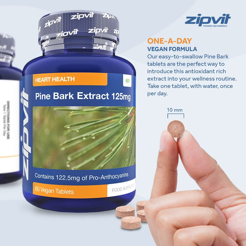 Pine Bark Extract 125mg, 60 Vegan Tablets, High Strength Pine Bark Extract, Rich in 122.5mg Proanthocyanidins, Powerful Antioxidant Support - BeesActive Australia