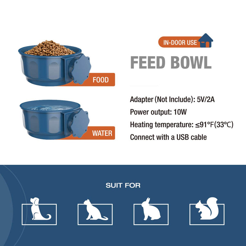 Enjoying Heated Pet Bowl Dog Cat Thermal Waterer Indoor/Outdoor Water Supply for Birds, Chickens, Duck Livestock 600ml - BeesActive Australia