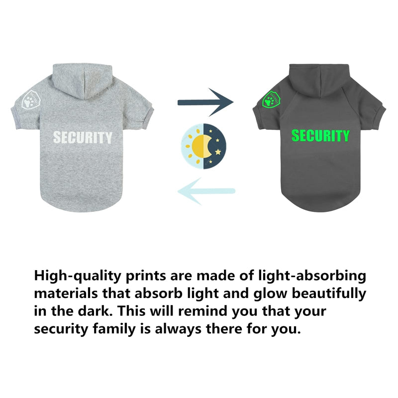 2022 Security Dog Hoodie with Glow-in-The-Dark Prints DAJIDALI Dog Clothes Apparel Winter Sweatshirt Warm Sweater Jacket Coat Hoodie for Small Medium Large Dog Cat 31" Chest Grey - BeesActive Australia
