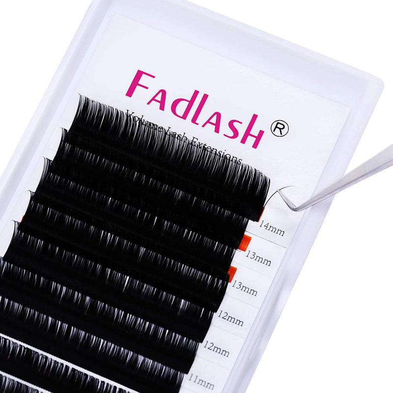 Fadlash Individual Classic Eyelash Extension 0.07mm C Curl 8-14mm Mixed Tray 1:1 Matte Black Professional Classic Individual Lashes MIX(8-14) 0.07-C - BeesActive Australia