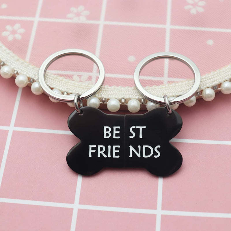Eilygen Best Friends Bone Dog Tag Keychain Set Dog Friends Collar Tag Puppy Owner Lover Gifts Dog Gifts Best Friends Black - BeesActive Australia
