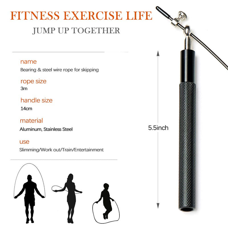 Speed Skipping Rope Adjustable Jumping Rope with Aluminium Alloy Handle and Ball Bearing Tangle-Free Exercise Rope for Fat Burning Exercises, Cross Fit Training, Fitness, Exercis Black - BeesActive Australia