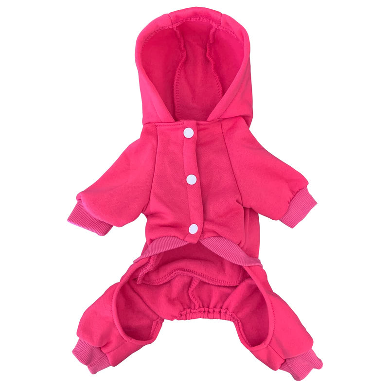 Izefia Dog Hoodie Dog Hoodies with Pocket Clothes 4 Legs Jumpsuit Fleece Sweater Winter Sweat Shirt Warm Cotton Dog Hoodie for Small Dog Medium Large Dog Cat Magenta - BeesActive Australia