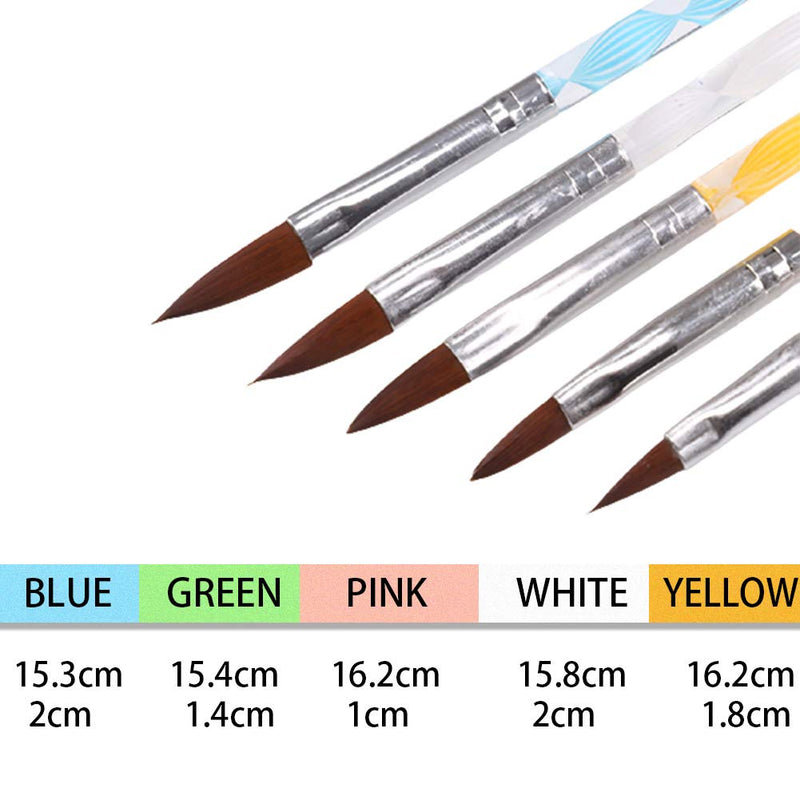 ReNext 5 Pcs Acrylic Nail Art UV Gel Carving Pen Brush Liquid Powder DIY No. 2/4/6/8/10 - BeesActive Australia