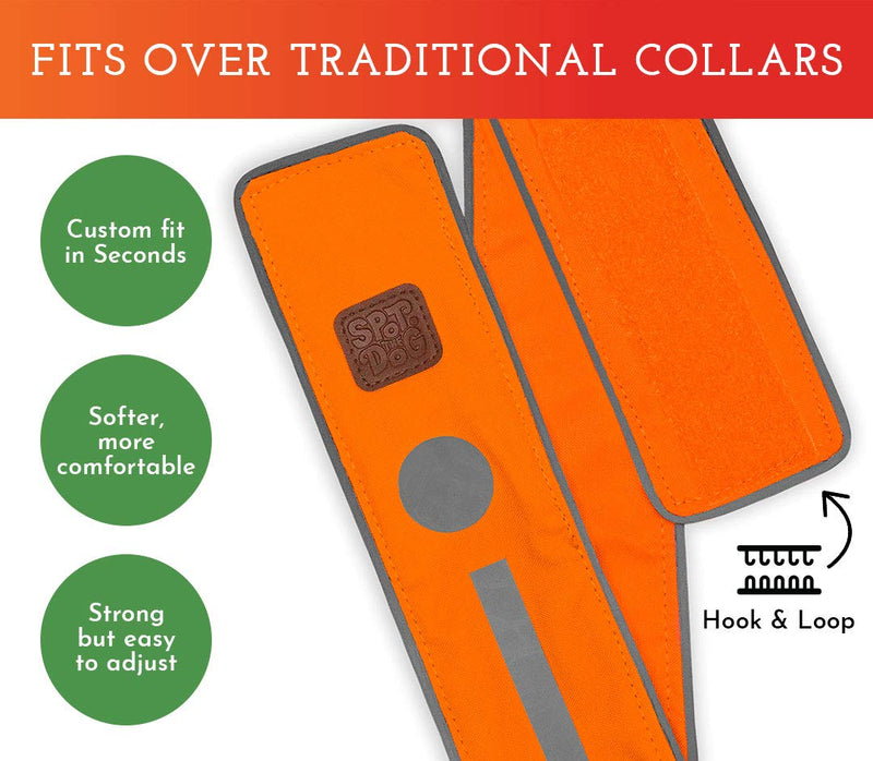 SPOT THE DOG! Reflective Collar Band Safety Apparel for All Dogs - Easy Fastening Closure, High Visibility Fluorescent Orange X-Large - BeesActive Australia