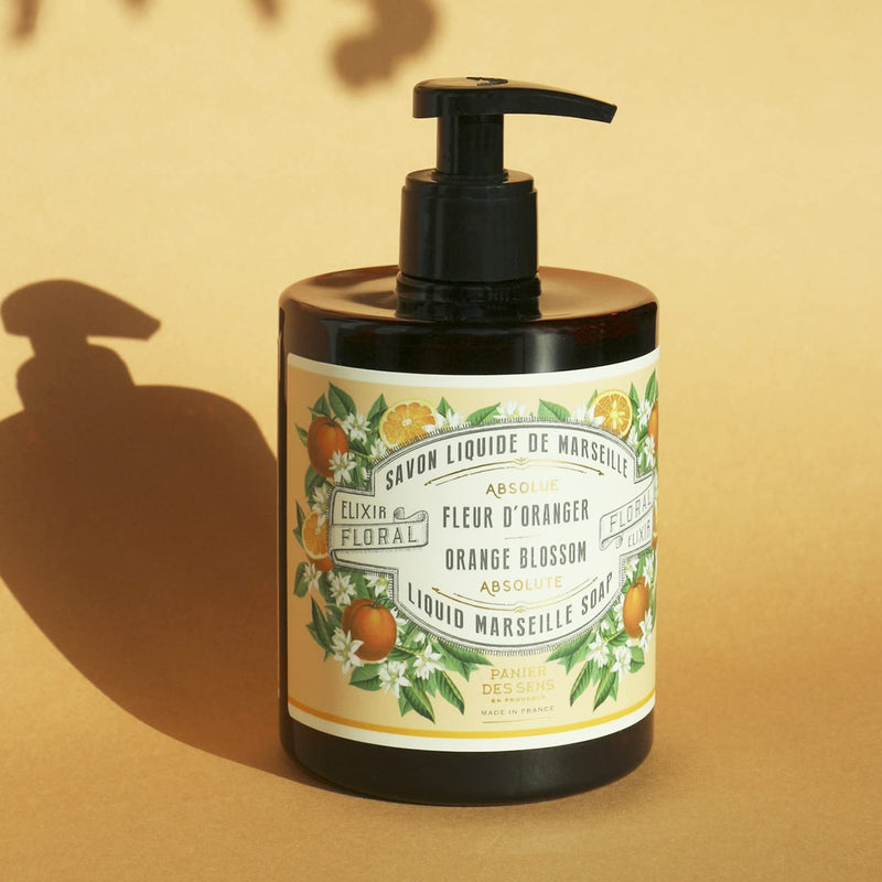 Panier des Sens - Marseille Liquid Hand Soap - Orange Blossom Hand Wash - Moisturizing Soap with Coconut Oil - Bathroom & Kitchen Refillable Soap - 96% Natural Ingredients Made in France - 16.9 Fl.oz - BeesActive Australia
