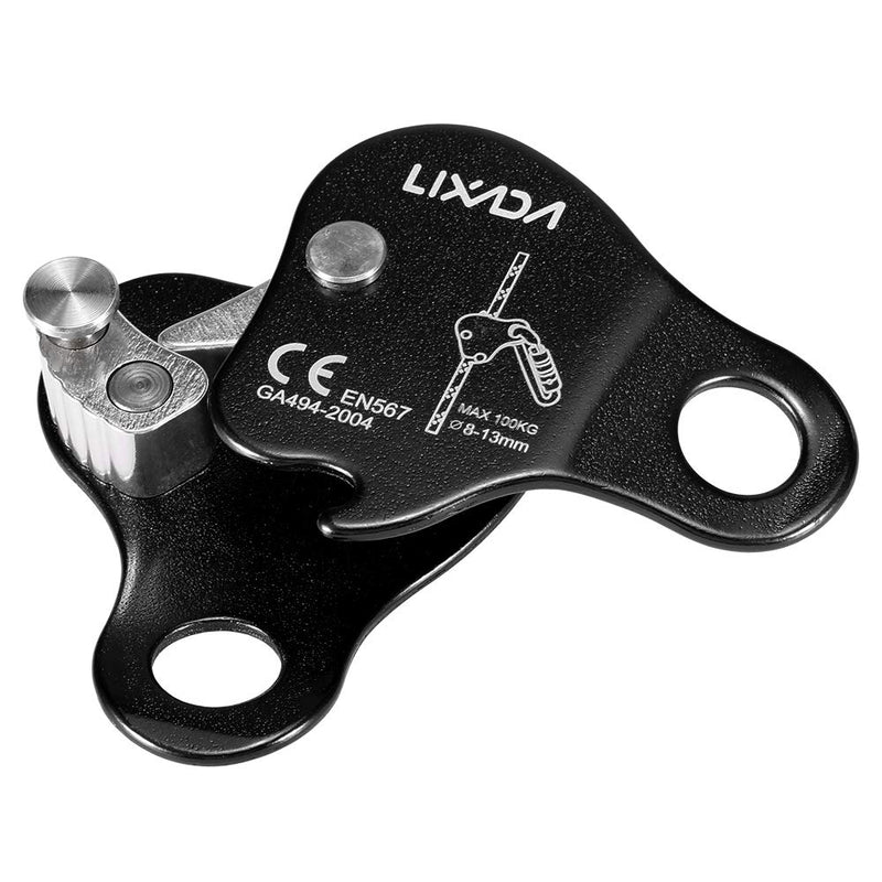 Lixada Rock Climbing Ascender Ultralight Fall Arrest Protection Belay Device Self-Locking 8-13MM Rope Grip Clamp for Outdoor Climbing and Rescue Black - BeesActive Australia