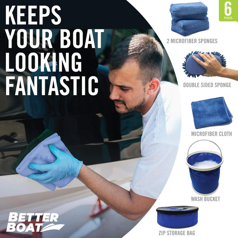 [AUSTRALIA] - Boat Cleaner Microfiber Sponge Bucket and Microfiber Wash Cloths | Interior Exterior Seats and Fiberglass Hull Cleaning Kit Washing Sponges 