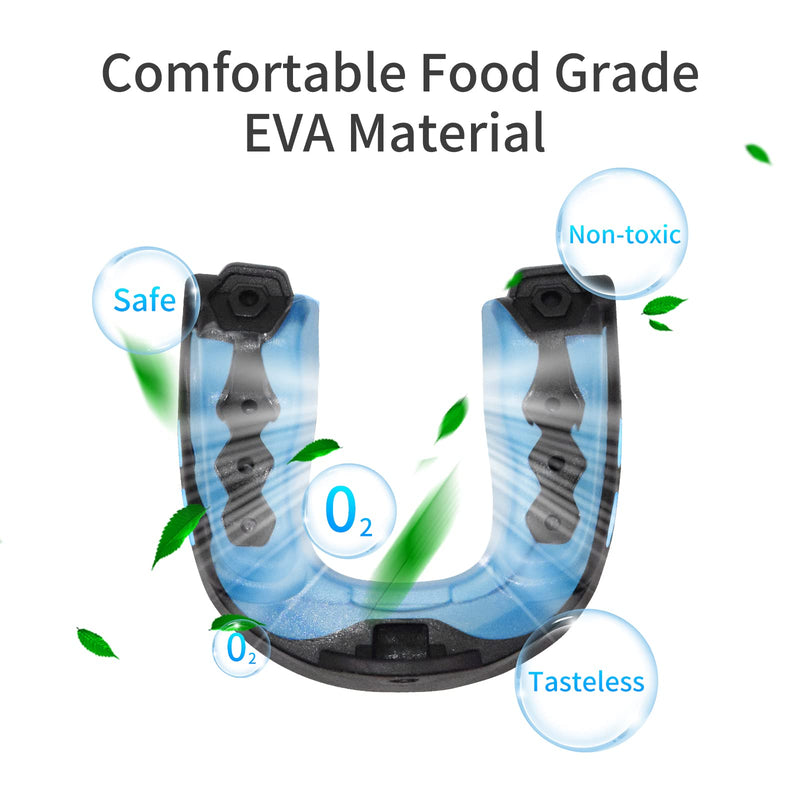 2 Pack Football Mouth Guard, Professional Adults Sports Mouthguard, Soft Mouthpiece to Protect Braces with Straps & Carry Cases, for Boxing, MMA, Wrestling, Rugby, Soccer, Lacrosse, All Contact Sports - BeesActive Australia