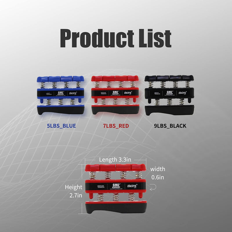 GM2 Grip Exerciser, Hand Exerciser, Finger Exerciser. Options 9LB(Black) 7LB(Red) 5LB(Blue) - BeesActive Australia