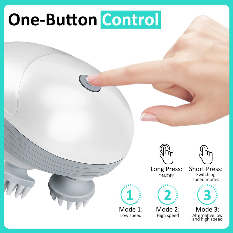 Electric Pet Massager for Dogs and Cats, Cordless Handheld Dog Cat Massage Tool with 4 Massage Heads and 96 Massage Nodes, Head and Back Scratcher for Relieving Tension, Tight Muscles, and Stiffness - BeesActive Australia