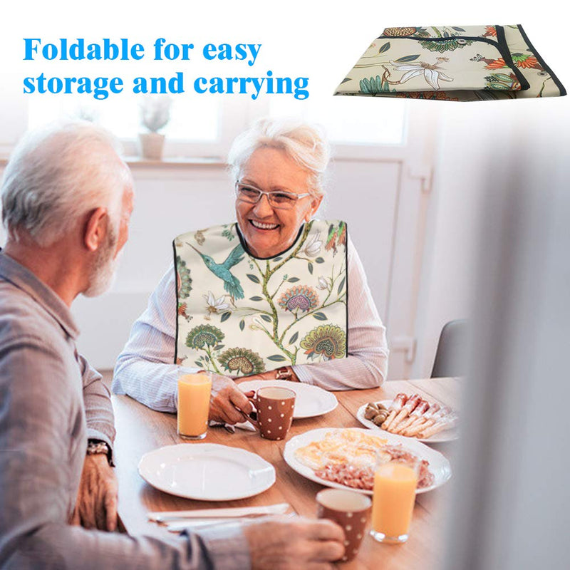Adult Bib, Waterproof Washable Mealtime Clothes Protector Elegent Aid Apron with Crumb Catcher Women - BeesActive Australia