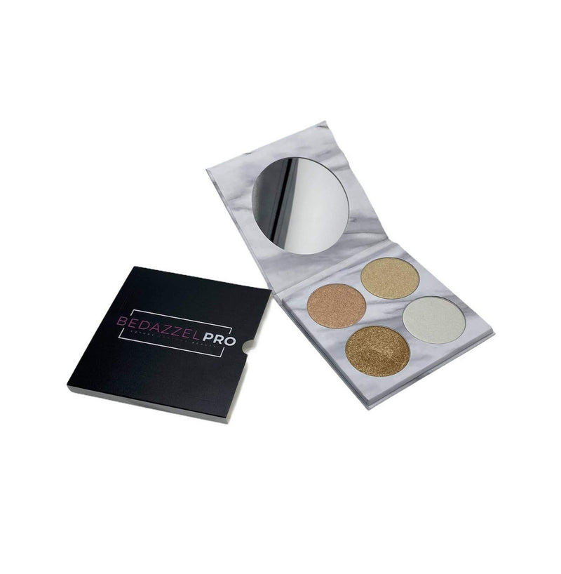 Bedazzel Pro 4 Color High Pigmented Highlighter Makeup Pressed Powder Marble, Makeup Palette - BeesActive Australia