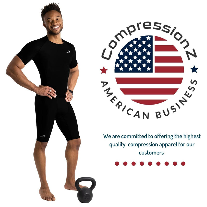 CompressionZ Compression Shorts Men - Sport Spandex Compression Underwear Black 9" Large - BeesActive Australia