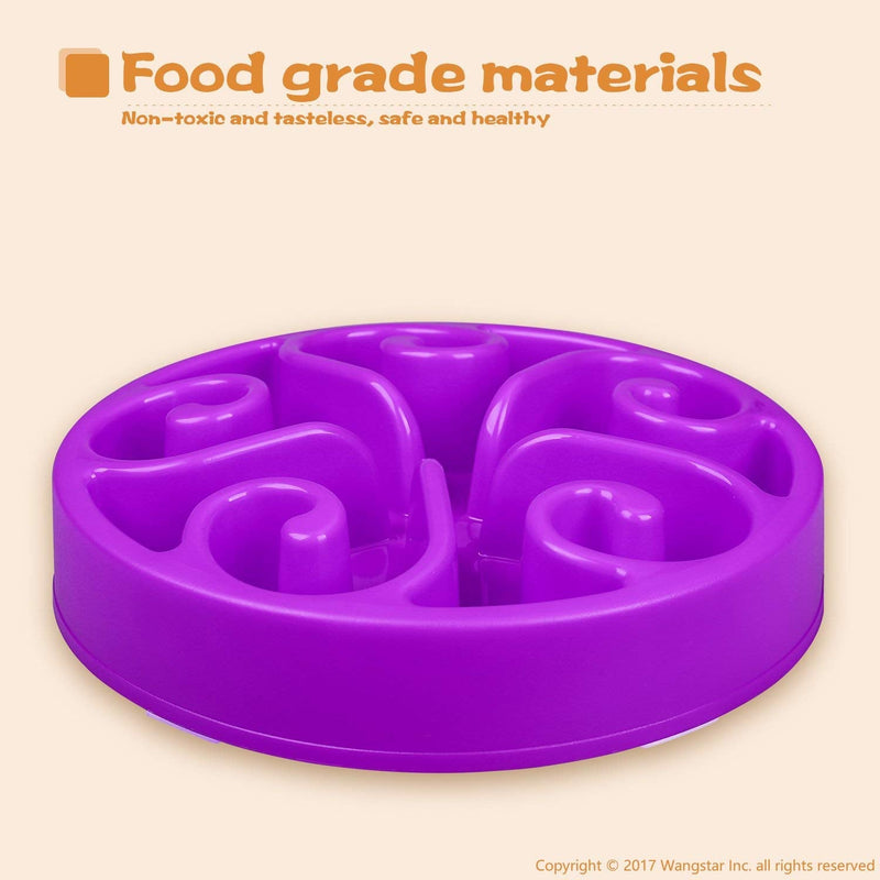 wangstar Slow Pet Bowl Slow Feeder for Dog Cats, Bloat Stop Puzzle Bowl Fun Maze Feeder Slow Feeding Anti-Skid Design M: 8''x1.9'' Purple - BeesActive Australia
