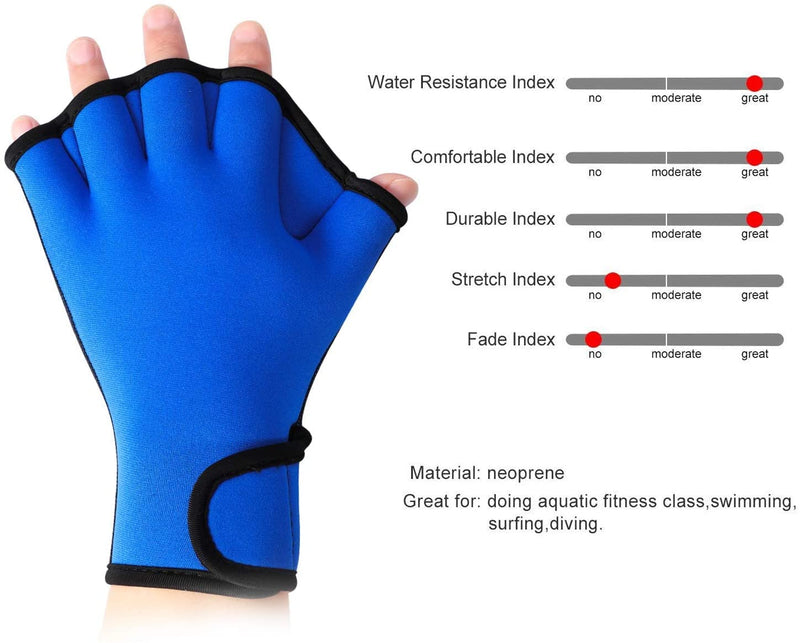 TAGVO Aquatic Gloves for Helping Upper Body Resistance, Webbed Swim Gloves Well Stitching, No Fading, Sizes for Men Women Adult Children Aquatic Fitness Water Resistance Training Large blue - BeesActive Australia