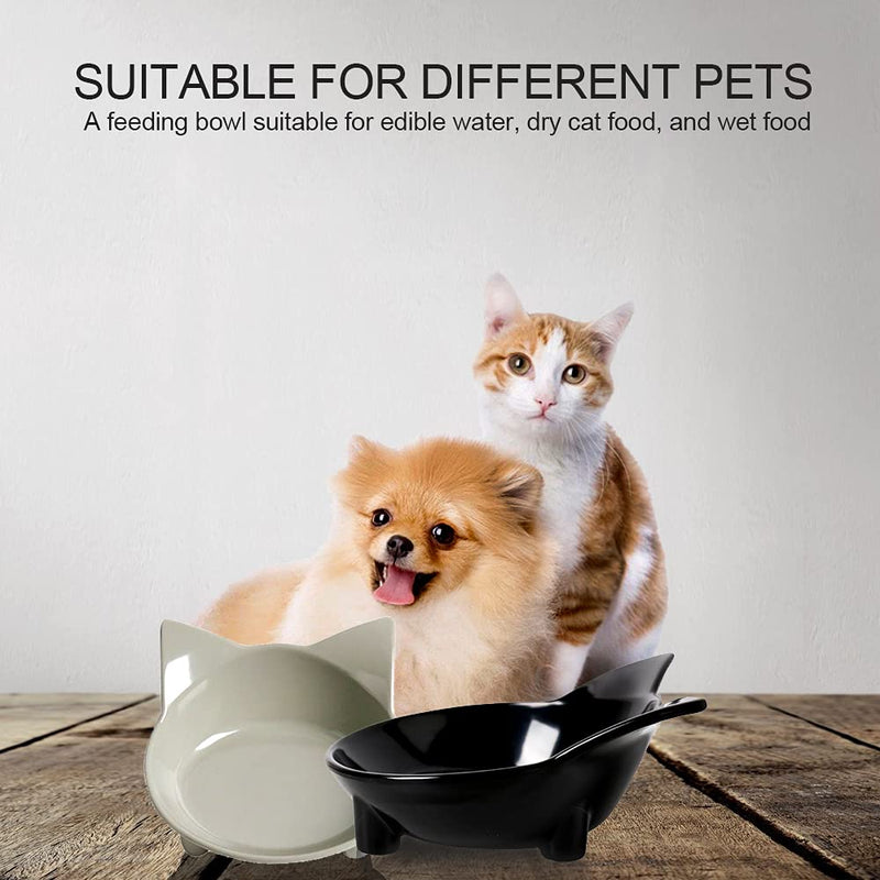 Cat Bowl Non Slip Cat Food Bowls Shallow Cat Water Bowls to Stress Relief of Whisker Fatigue, Pet Food Bowl Cat Feeding Wide Bowls Dog Bowl for Puppy Cats Dogs Small Animals(Safe Food-grade Material) Black+Grey - BeesActive Australia