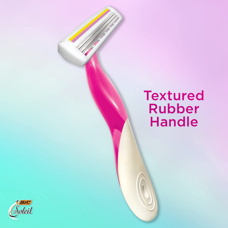 BIC Miss Soleil Colour Collection 3-Blade Razors for Women with Easy Grip Handle and Lubricating Strips, Pack of 8 - BeesActive Australia