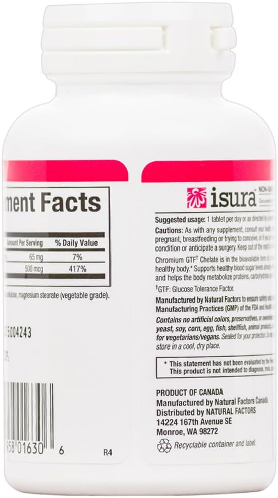 Natural Factors - Chrome GTF Chrate 500 mcg. - 90 Tablets - BeesActive Australia