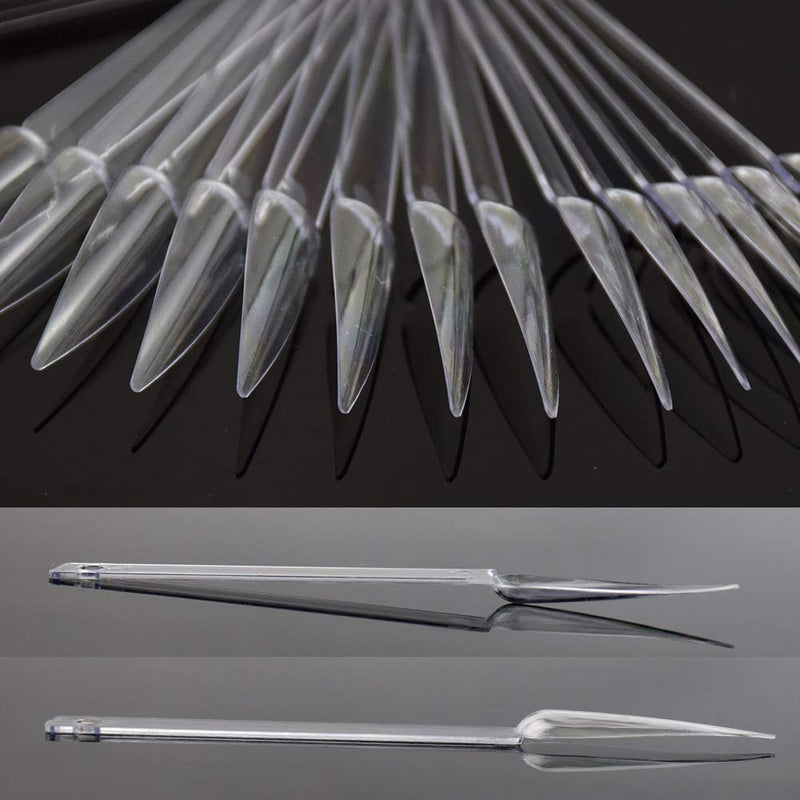 QIMYAR 160 Pcs False Nail Sticks Nail Art Tips Display Polish Board Fan-shaped Nail Swatch Sticks Nail Practice Color Display Nail Supplies Transparent/Black/Natural/Milky Colors, Stiletto Nails Tips Transparent/Black/Natural/Milky-160 Pieces - BeesActive Australia
