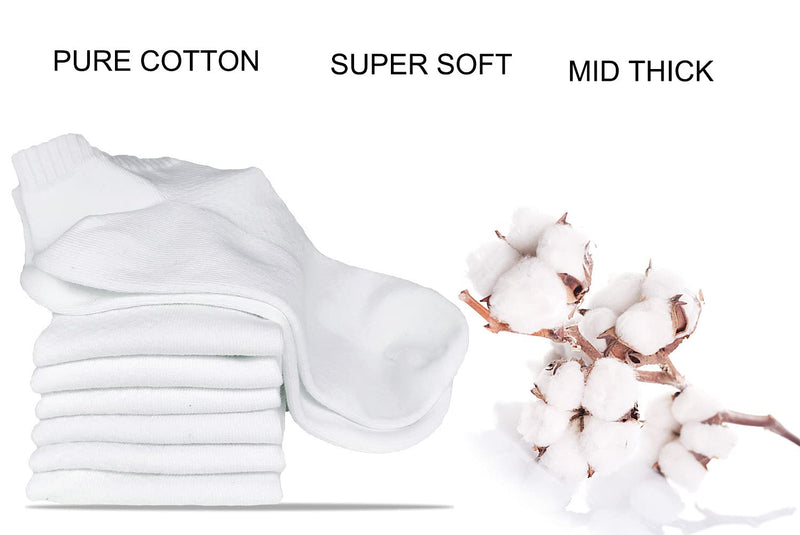100% Cotton Ankle Socks for Men,Mens Running Socks Low Cut (Size 6-9,7 Pairs) White - BeesActive Australia