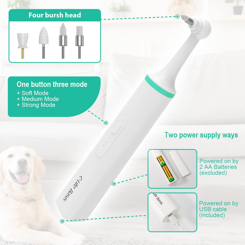 Life Basis Pet Toothbrush Electric Teeth Cleaner Kit with 3 Modes and 4 Replacement Brush Head for Pets Dogs Cats Dental Cleaning Care with 2 Powered Supply Ways - BeesActive Australia