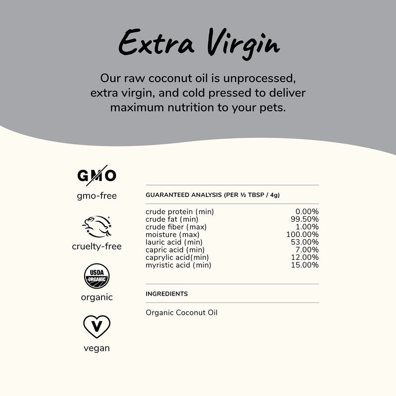 kin+kind Organic Raw Coconut Oil Pet Supplement - Skin and Coat Support for Dogs and Cats - Safe, Natural Formula with Unprocessed, Cold Pressed Extra Virgin Coconut Oil - Mixed in The USA Medium - BeesActive Australia
