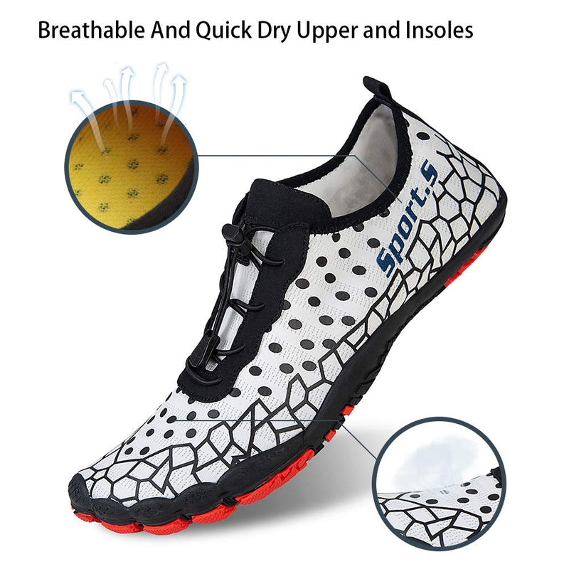 Water Shoes Mens Womens Barefoot Diving Swim Shoes Water Sports Non-Slip Aqua Shoes for Swim Pool, Beach,Hiking, Kayaking, Boating,Surfing 9 Women/6.5 Men White-c - BeesActive Australia