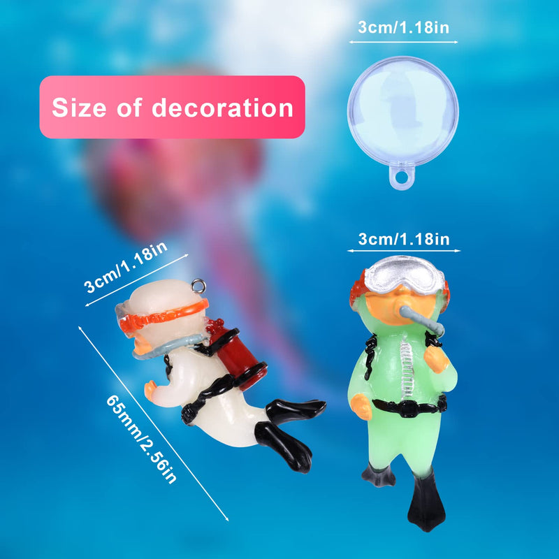 LUTER 4pcs Luminous Fish Tank Diver Decorations, Floating Aquarium Accessories Glow in The Dark Cute Little Diver Fish Tank Decorations (2 Green, 2 White) - BeesActive Australia