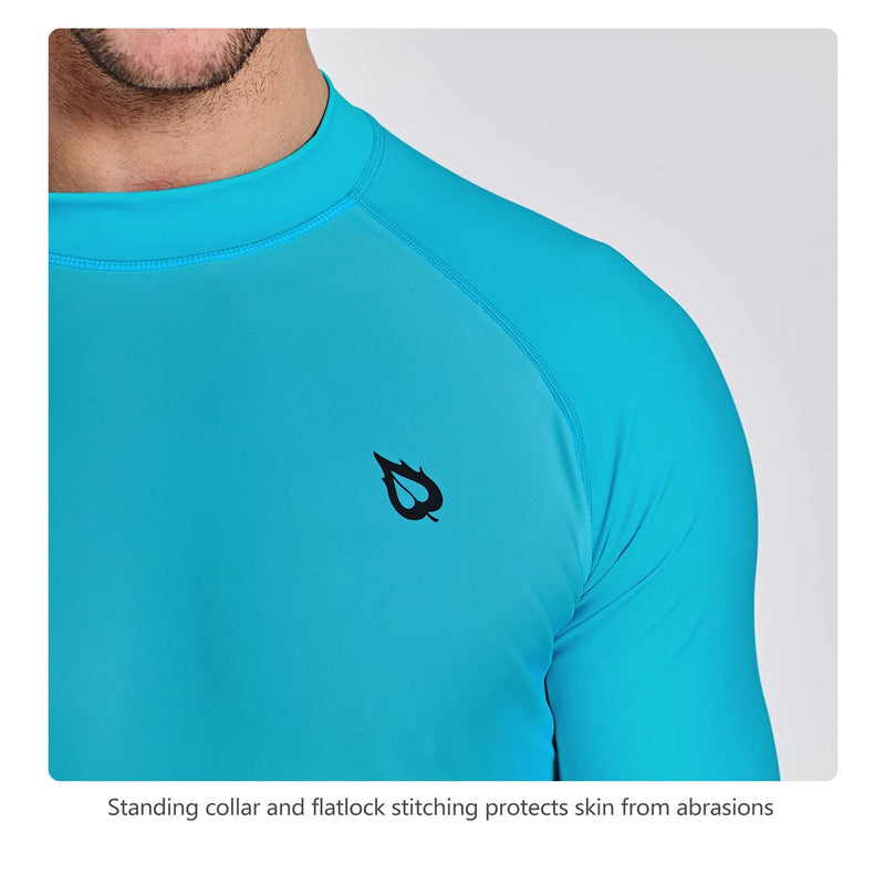 BALEAF Men's Short Sleeve Rashguard Swim Shirt UPF 50+ Sun Protection Rash Guard Blue Small - BeesActive Australia
