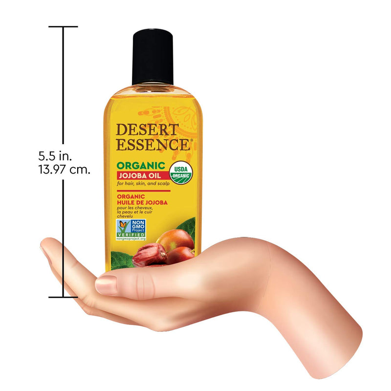 Desert Essence Organic Jojoba Oil - 4 Fl Oz - Moisturizer for Face, Skin, Hair - Cleanses Clogged Pores - May Prevent Scalp Flakiness - Fights Skin Infections - USDA - Suitable for Sensitive Skin 4 Fl Oz (Pack of 1) - BeesActive Australia