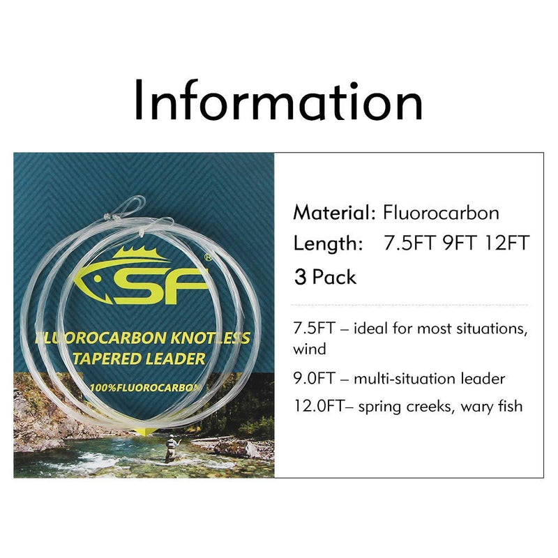 SF Pre-Tied Loop Fly Fishing Tapered Leader Nylon(6 Packs) 9FT-5X & Pre-Tied Loop Fly Fishing Tapered Leader Fluorocarbon 9FT 5X 3 Packs Combo - BeesActive Australia