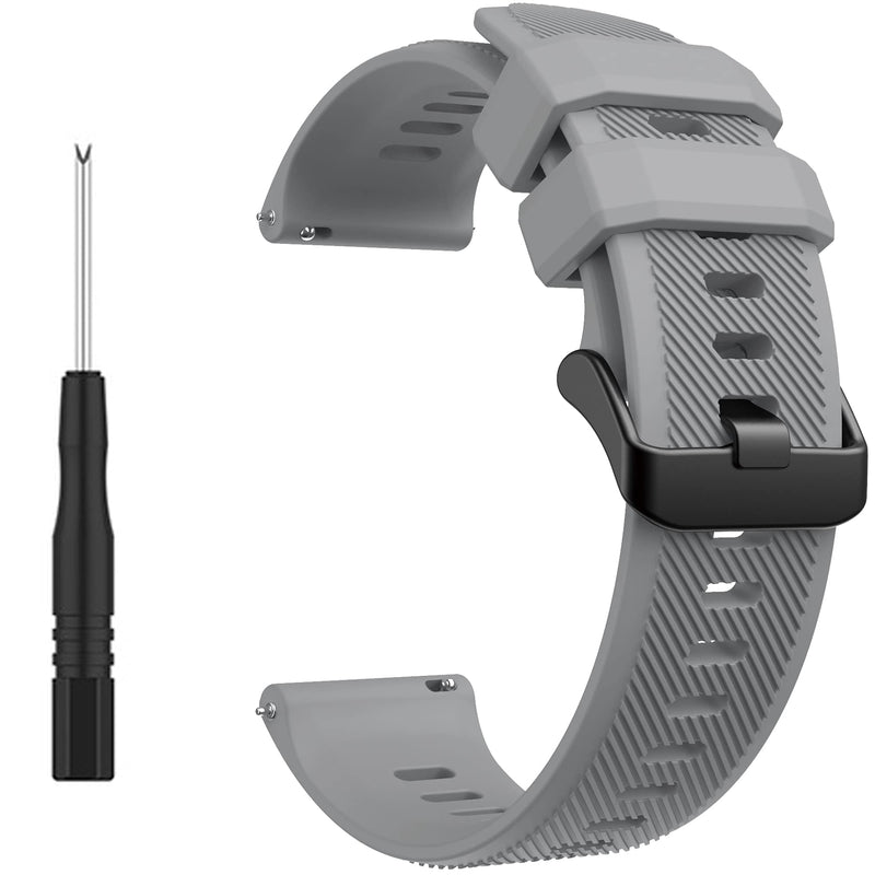 Compatible with Garmin Forerunner 745 Bands, 22mm Soft Silicone Quick Release Replacement Wristbands with Metal Buckle for Garmin Forerunner 745/Vivoactive 4 Watch Band Sport Strap Accessories Grey Black - BeesActive Australia