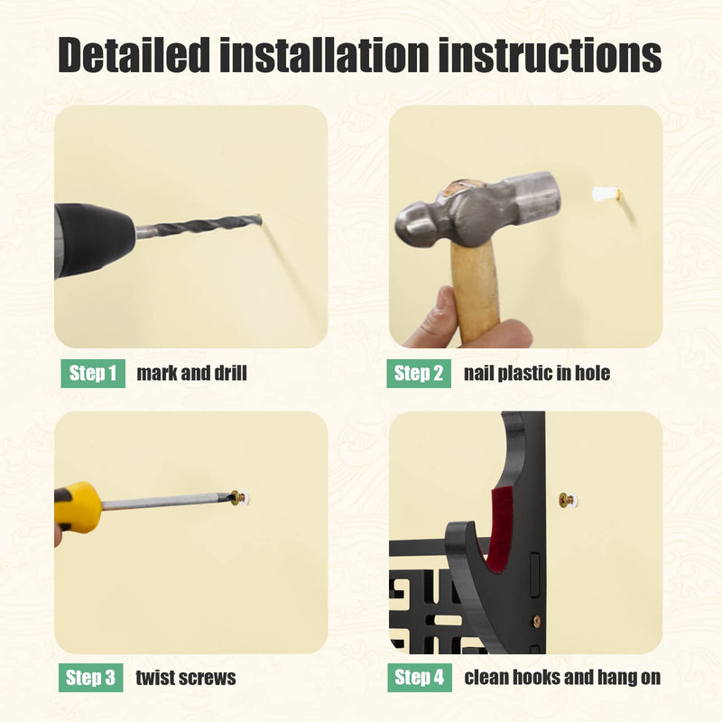 Ekkhysis Legendary Creatures Sword Wall Mount Hook Katana Holder Display Hanger for Tanto Samurai Sword Rapier Lightsaber Cosplay Blade Tanjirou Demon Slayer Weapon Stand Kylin-1tier - BeesActive Australia