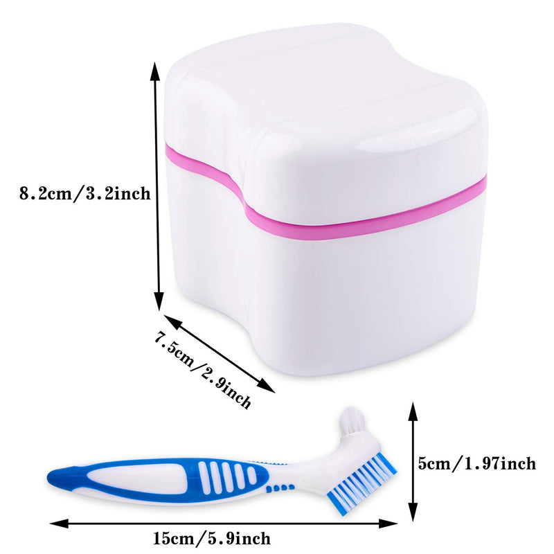 2 Denture Bath Case and 2 Denture Cleaner Brushes Retainer Denture Box, Tophoniex Dentures Container with Basket Denture Holder for Travel Retainer Cleaning - BeesActive Australia