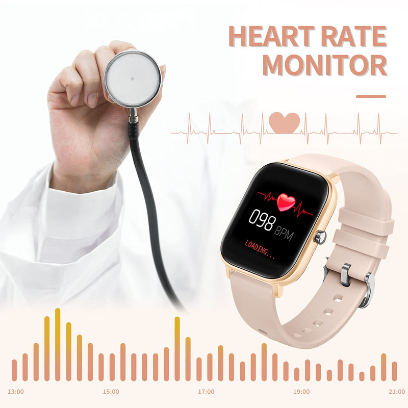 Fitness Tracker Blood Pressure Heart Rate Monitor Blood Oxygen Activity Pedometer Big Fitness Tracker Sleep Monitor for Women Men P8 rosegold - BeesActive Australia