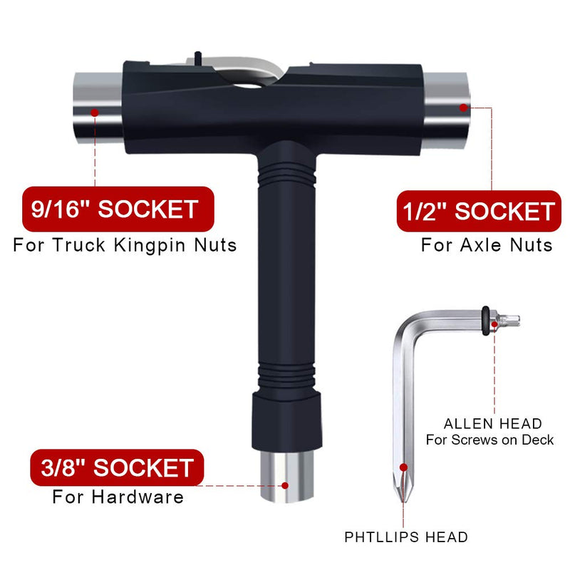 BESIY Skateboard Hardware 8PCS Bolts Set and All-in-One Skate Tools Portable Skateboard T Accessory with Tool L-Type Phillips Head Wrench Screwdriver - BeesActive Australia