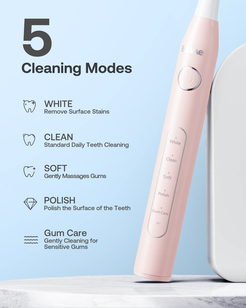 Bitvae Electric Toothbrushes 2 Pack Sonic Toothbrush with Holders, Dual Ultrasonic Electronic Toothbrush 8 Brush Heads 5 Modes, Rechargeable Power Toothbrush for 30 Days Using, Black & Pink - BeesActive Australia