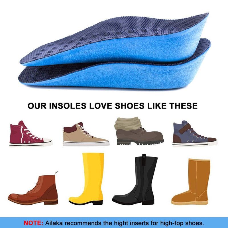 Ailaka Height Increase Insoles, Shock Absorption Heel Cushion Pads, Arch Support Heel Lifts inserts for Men and Women L Blue - BeesActive Australia